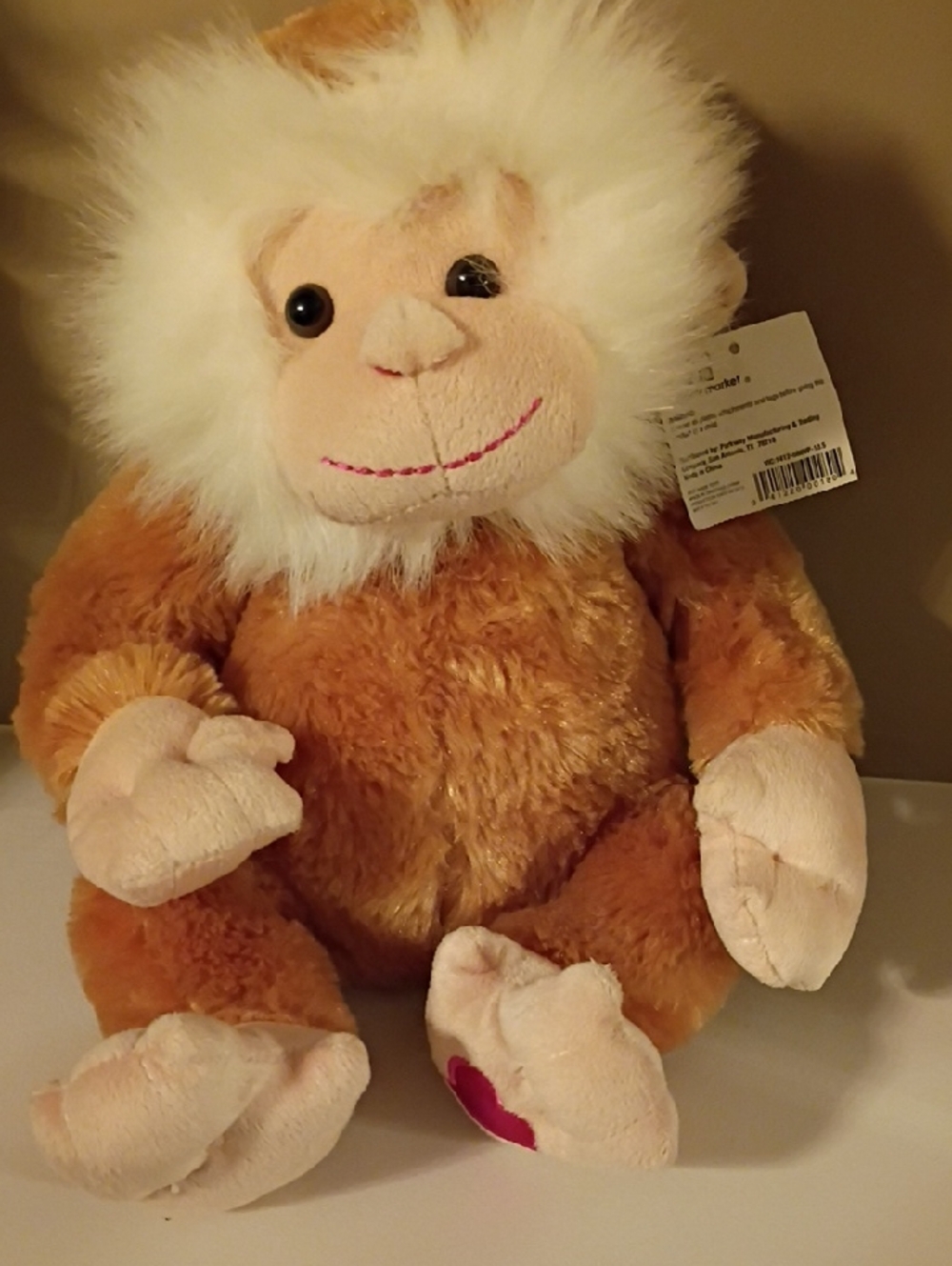 Plush Monkey Stuffed Animal with Cream Mane and Tan Body